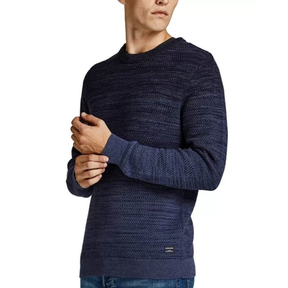 Jack & Jones Men s Thomas Ombre Knit Sweater Size XXL Navy Blue